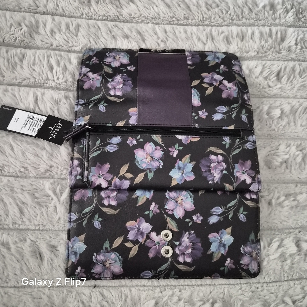 Tahari Black and Purple Floral Wallet - Picture 2 of 7